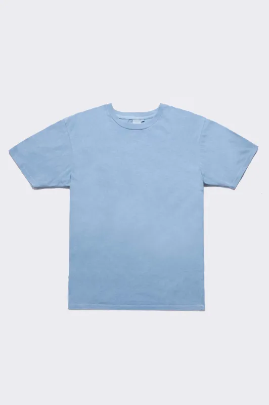 Indigo Dyed Light Blue Women's Organic Unisex Style Crew Tee sold by Harvest and Mill