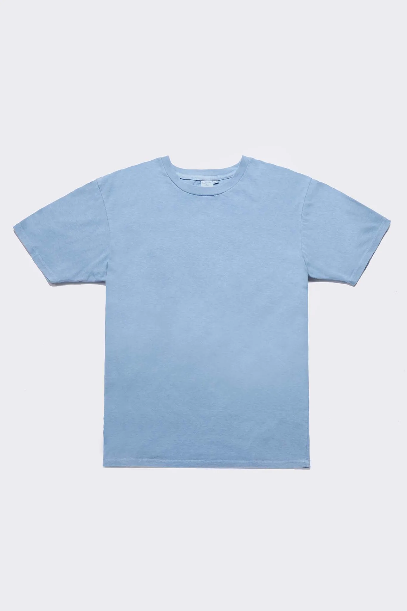 Indigo Dyed Light Blue Women's Organic Unisex Style Crew Tee sold by Harvest and Mill