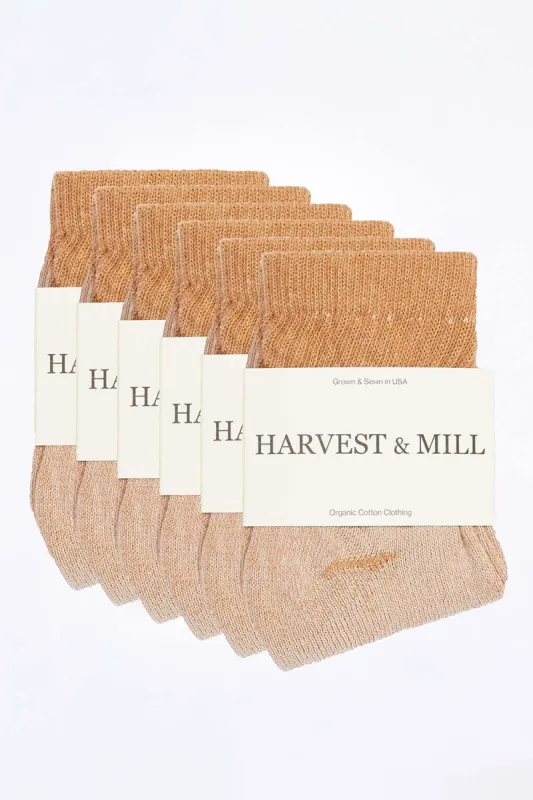 Women's 6 Pack Organic Cotton Socks Brown Ankle sold by Harvest and Mill