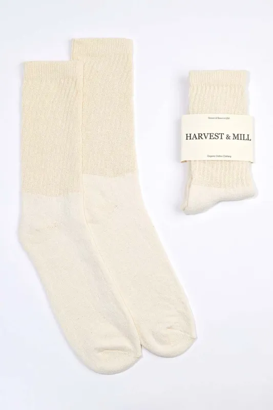 Women's Organic Cotton Socks Natural-White Crew sold by Harvest and Mill