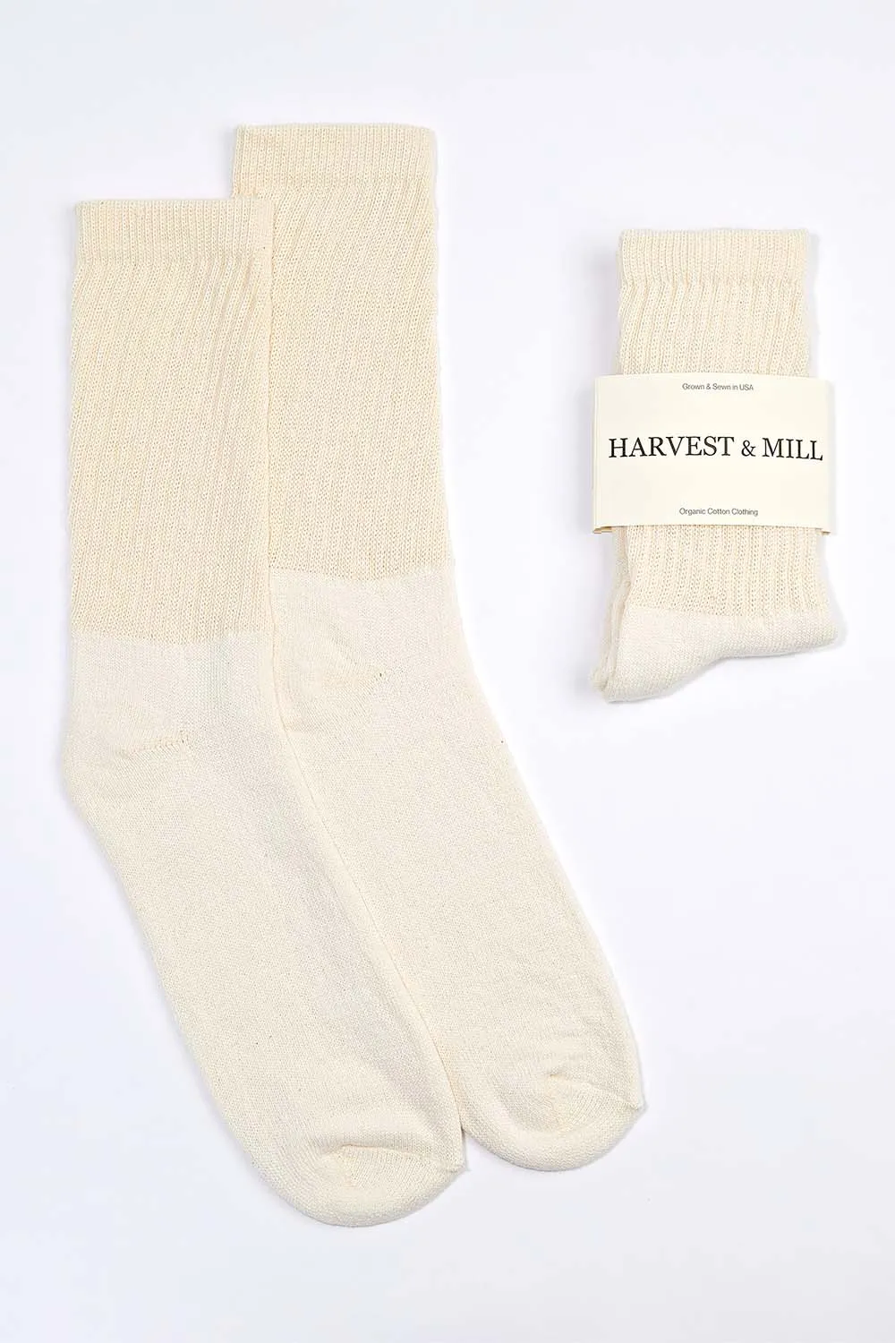Women's Organic Cotton Socks Natural-White Crew sold by Harvest and Mill