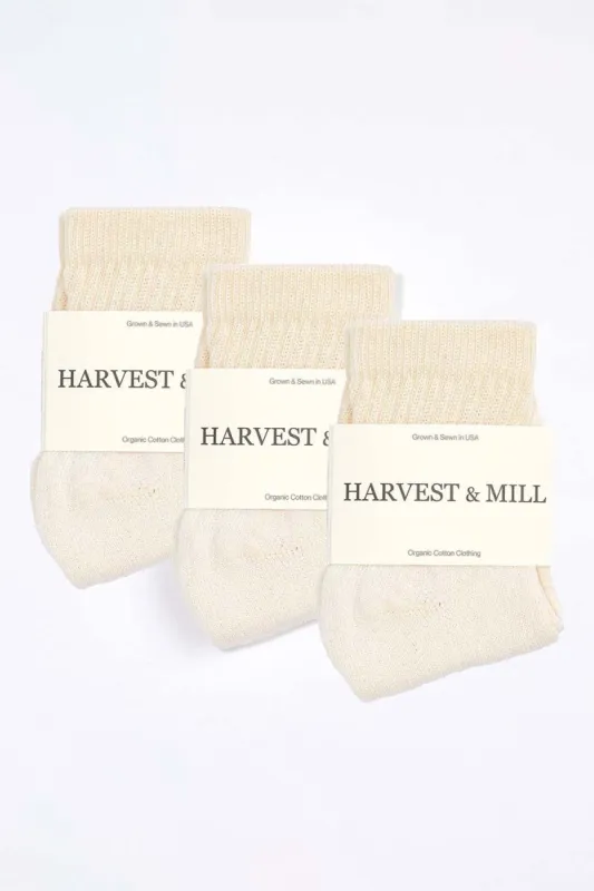Men's 3 Pack Organic Cotton Socks Natural-White Ankle sold by Harvest and Mill