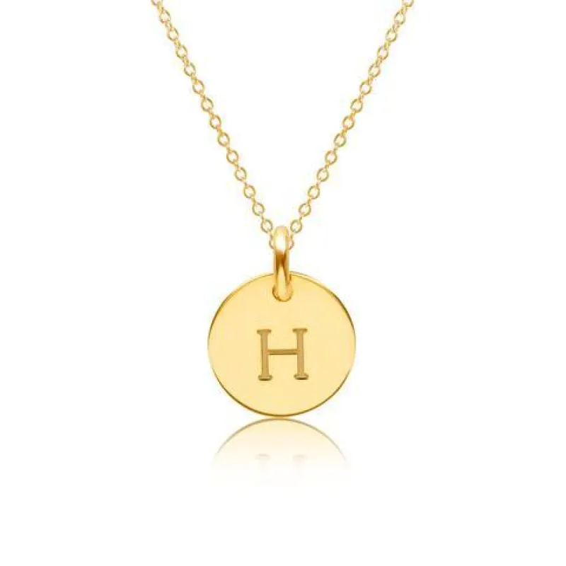 14k Gold Mini Initial Circle Necklace - Uppercase sold by Tiny Tags