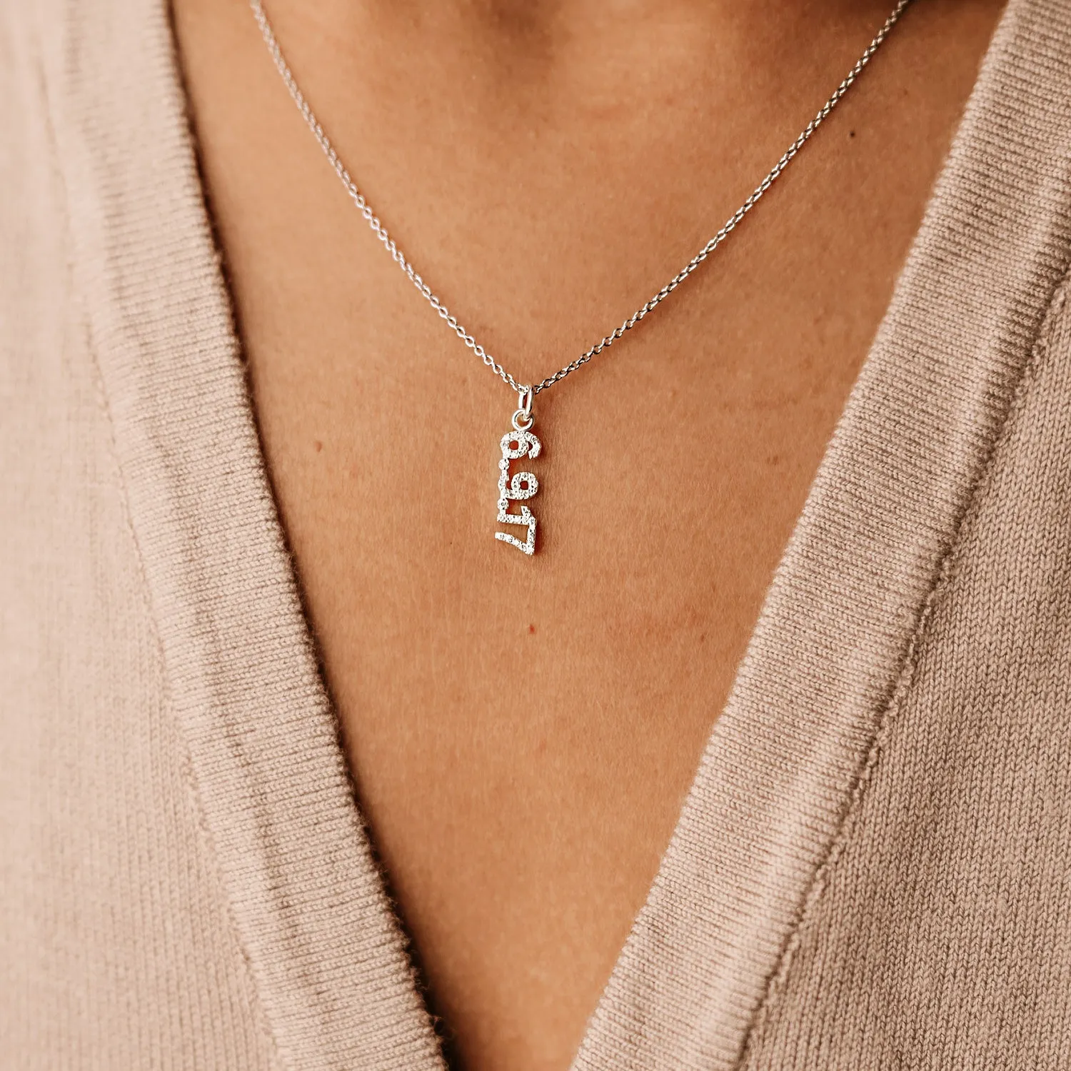 Sterling Silver Pavé Date Necklace sold by Tiny Tags product image thumbnail 2