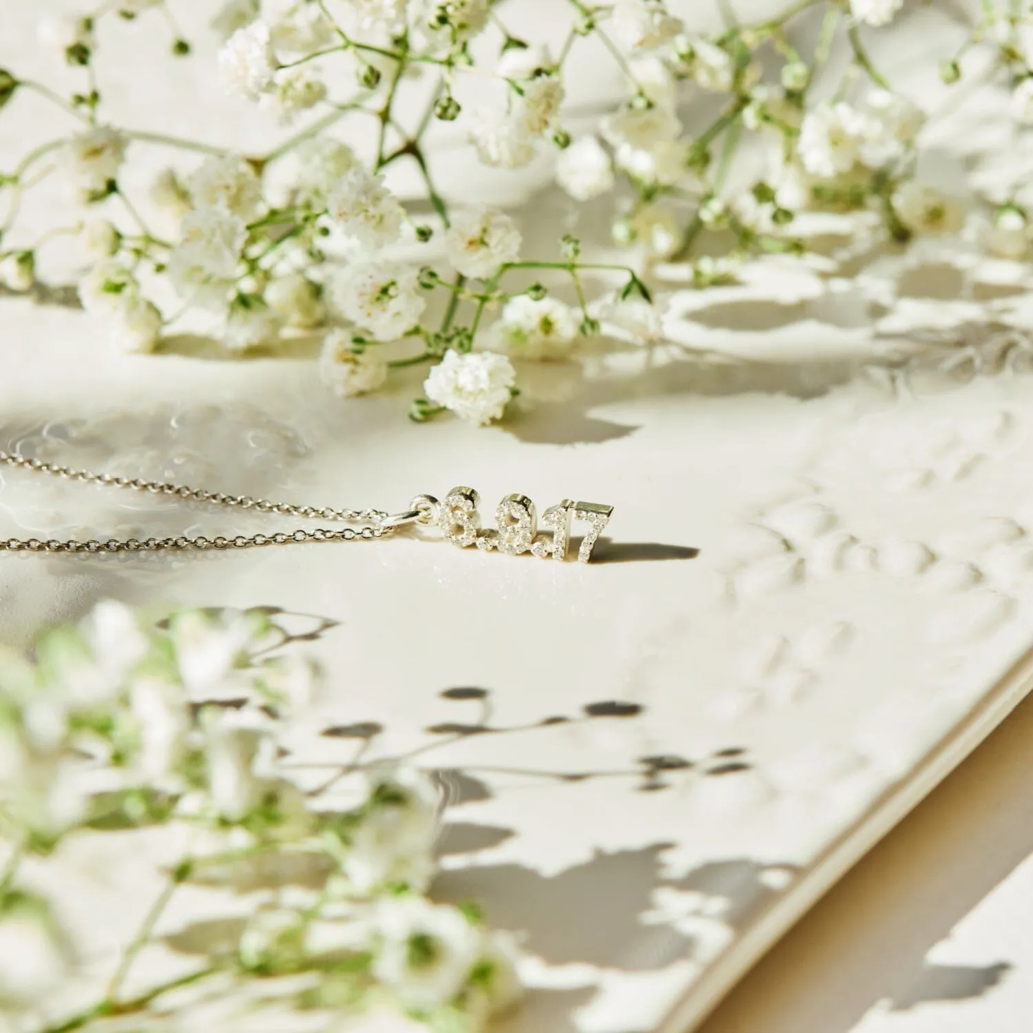 Sterling Silver Pavé Date Necklace sold by Tiny Tags product image thumbnail 3