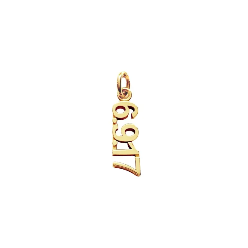 Gold Vertical Date Charm sold by Tiny Tags