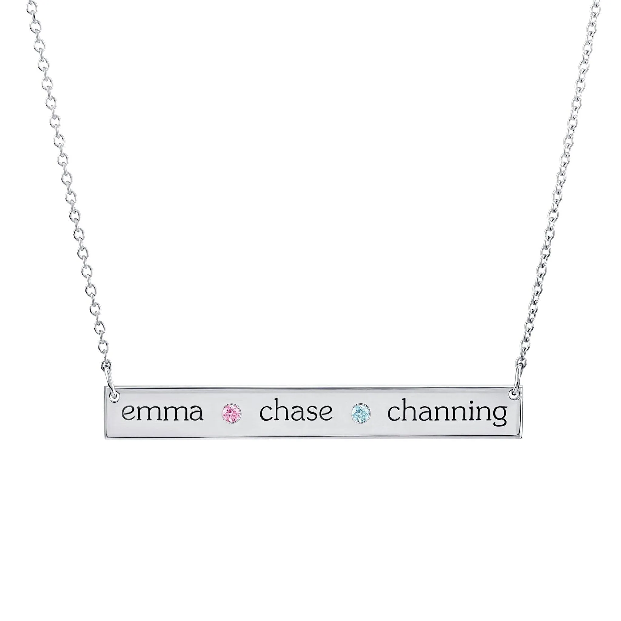 Personalized Skinny Bar Birthstone Necklace - 2 Stones sold by Tiny Tags product image thumbnail 2