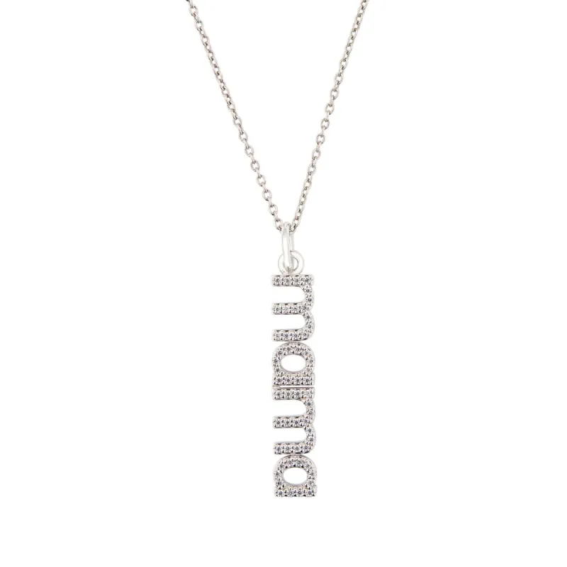 Sterling Silver Pavé Vertical Mama Necklace sold by Tiny Tags