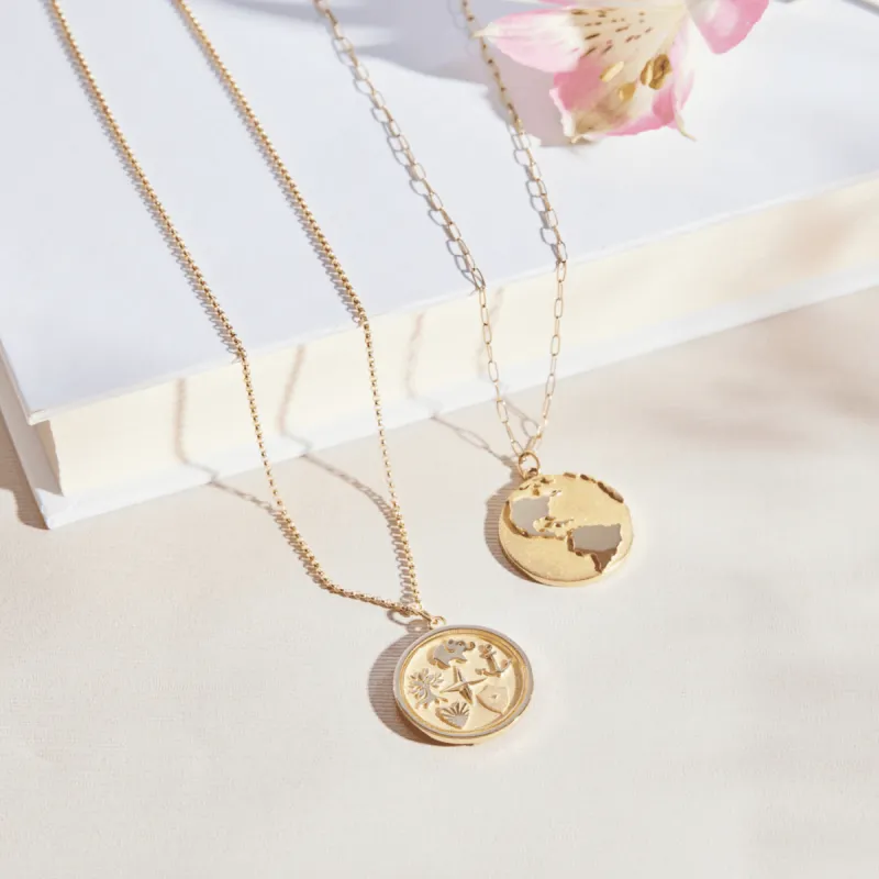 14k Reflection Coin Pendant Necklace sold by Tiny Tags