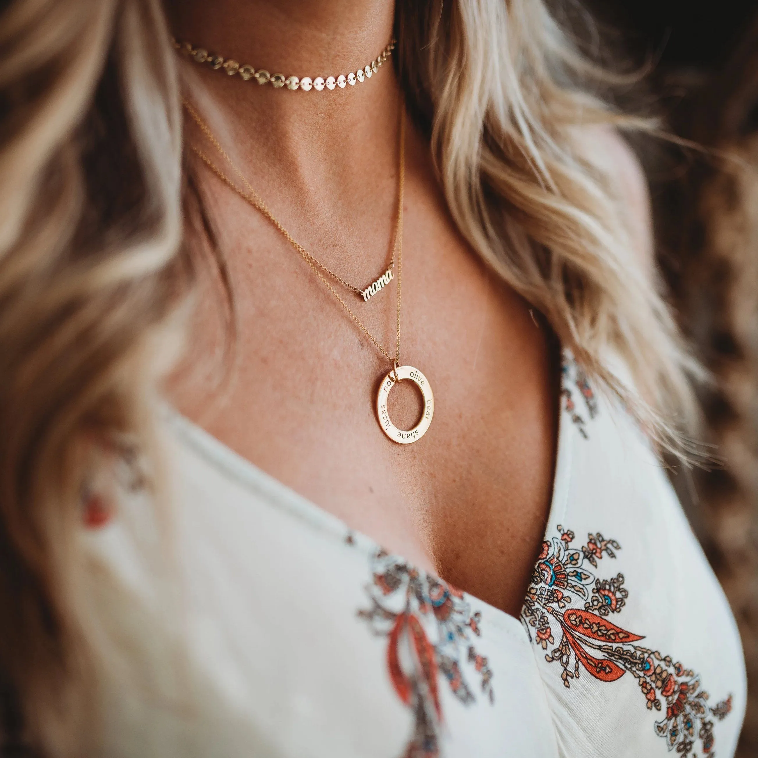 14k Gold Circle Pendant Necklace - 4 Names sold by Tiny Tags product image thumbnail 2