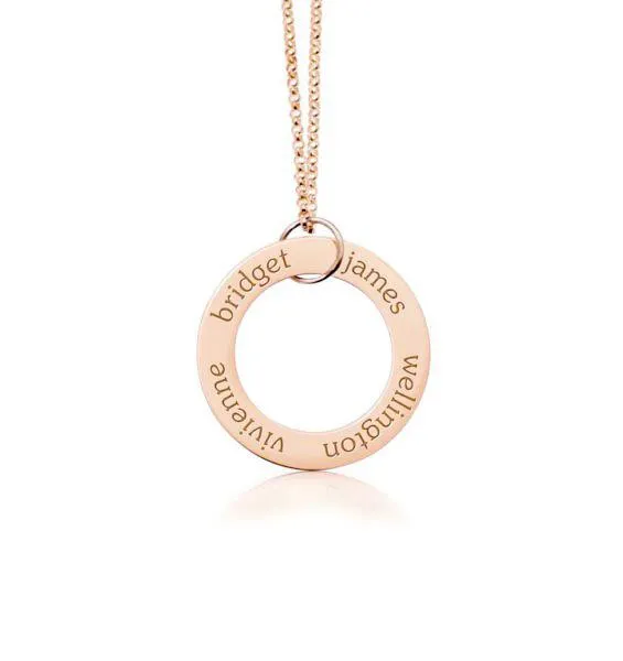 14k Gold Circle Pendant Necklace - 4 Names sold by Tiny Tags product image thumbnail 3