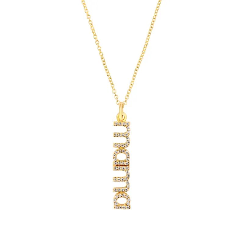Gold Pavé Vertical Mama Necklace sold by Tiny Tags