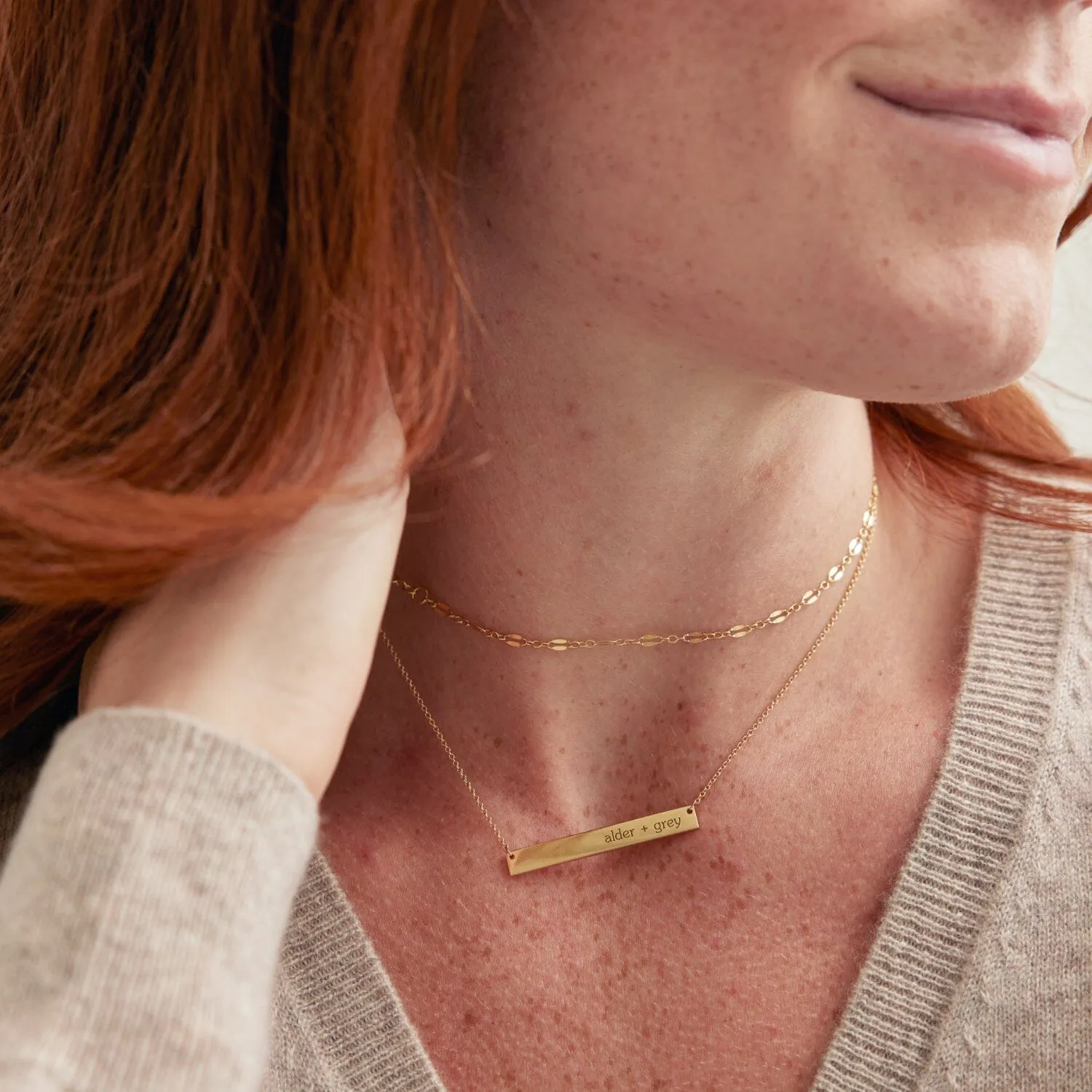 Gold Skinny Bar Necklace sold by Tiny Tags product image thumbnail 5