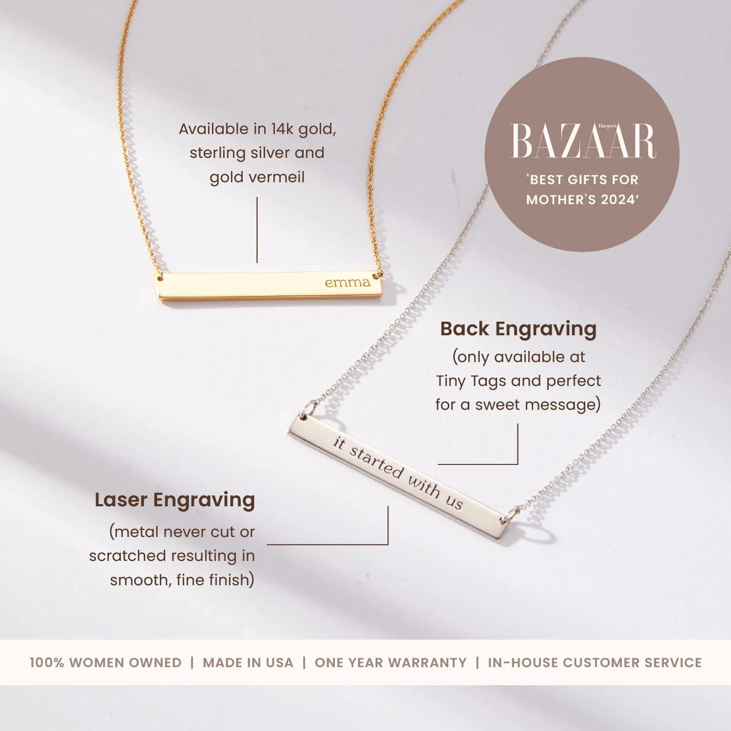 Gold Skinny Bar Necklace sold by Tiny Tags product image thumbnail 2