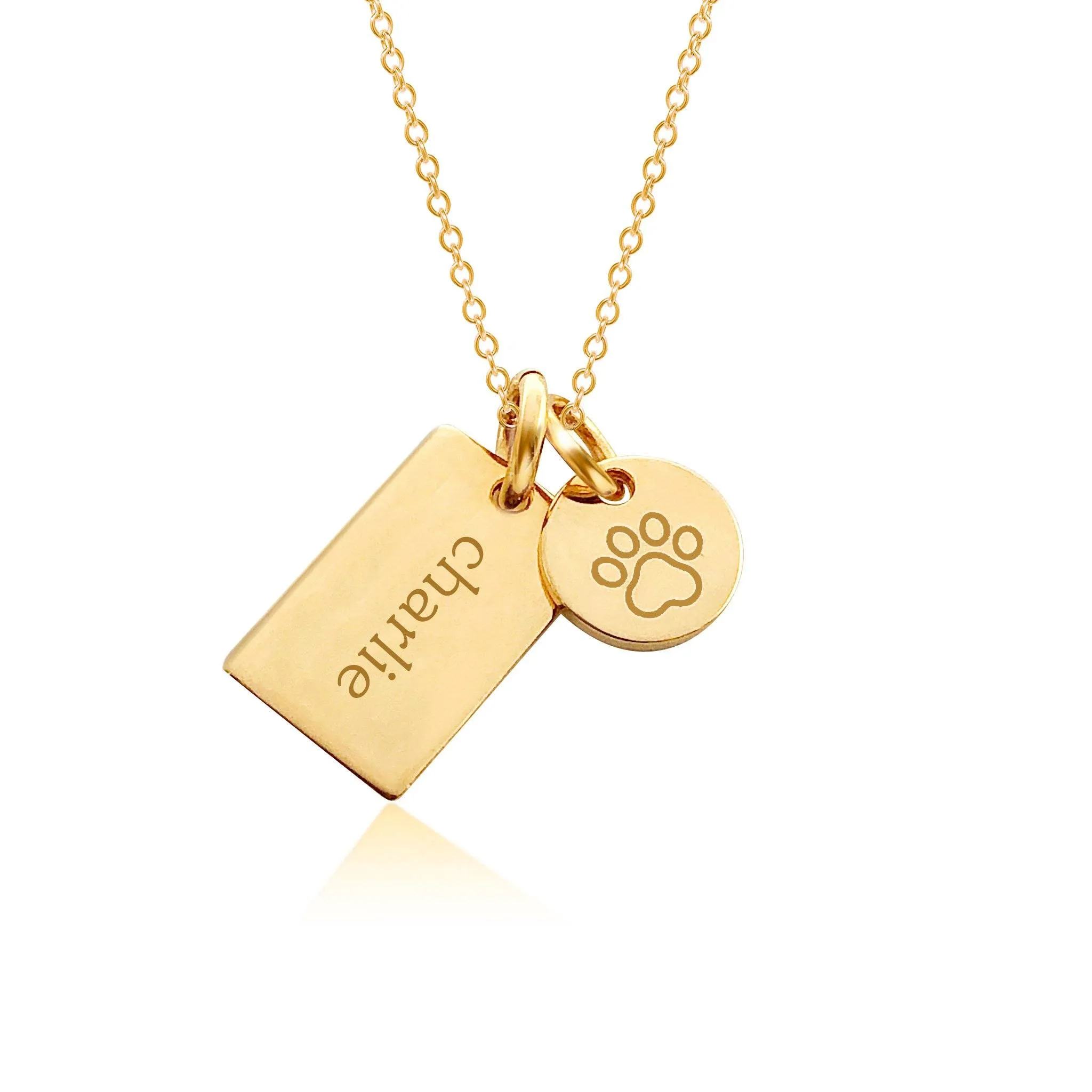 Gold Engravable Paw Print Necklace sold by Tiny Tags product image thumbnail 2