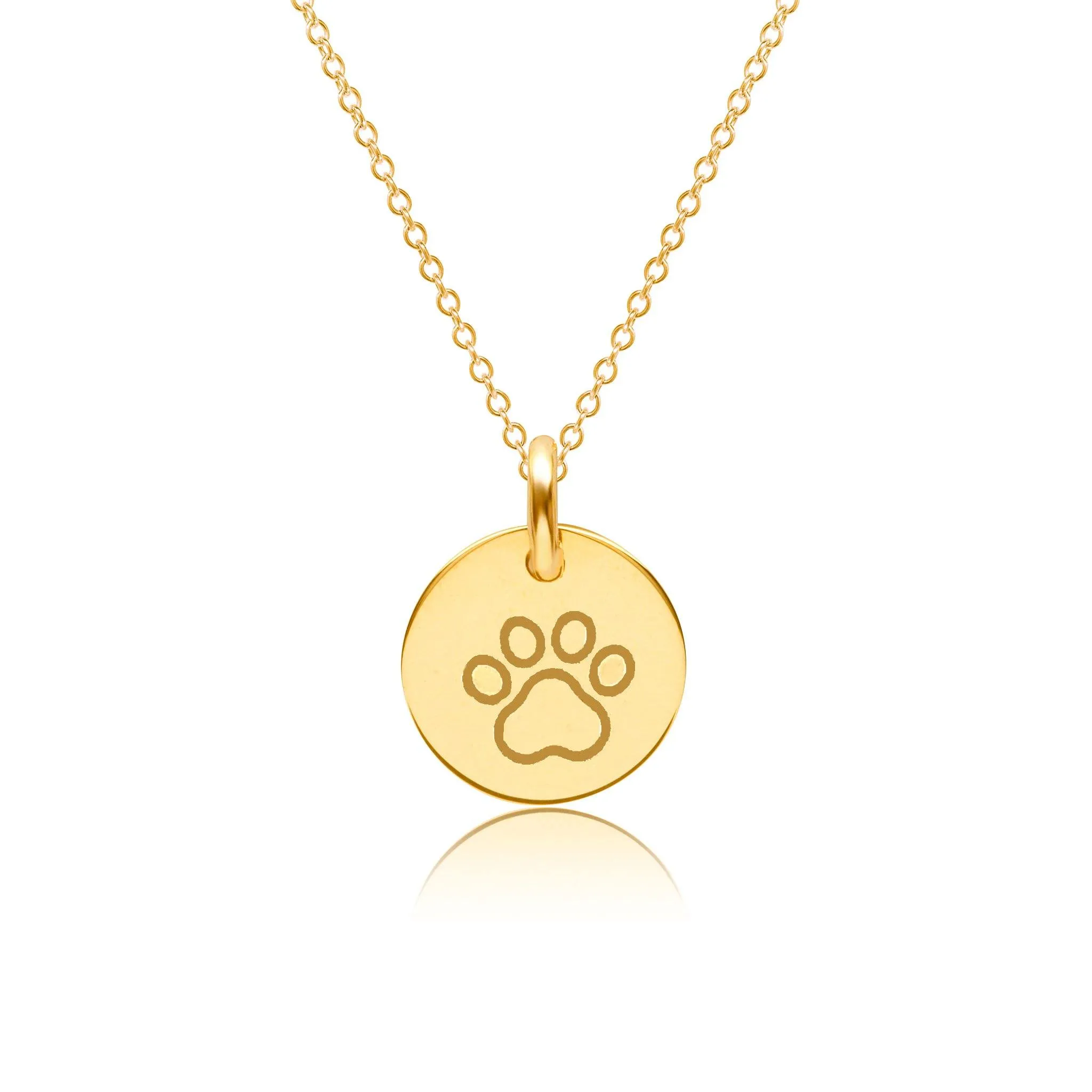 Gold Engravable Paw Print Necklace sold by Tiny Tags