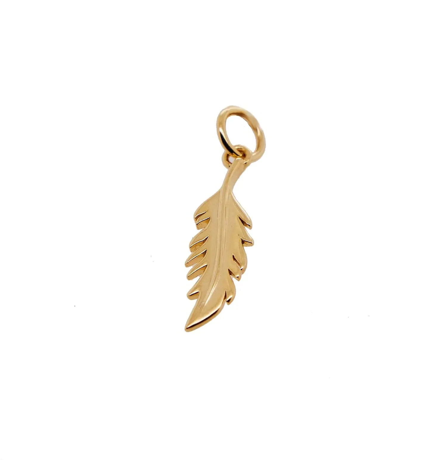 14k Gold Vertical Flamingo Feather Charm by Lindsey Gurk sold by Tiny Tags
