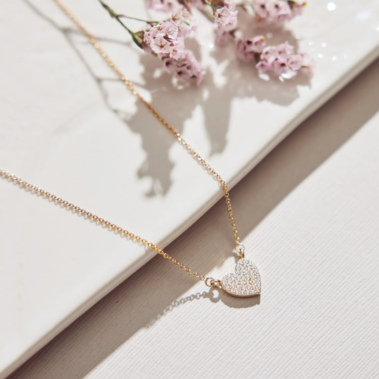 14k Gold Pavé Diamond Heart Necklace sold by Tiny Tags product image thumbnail 3