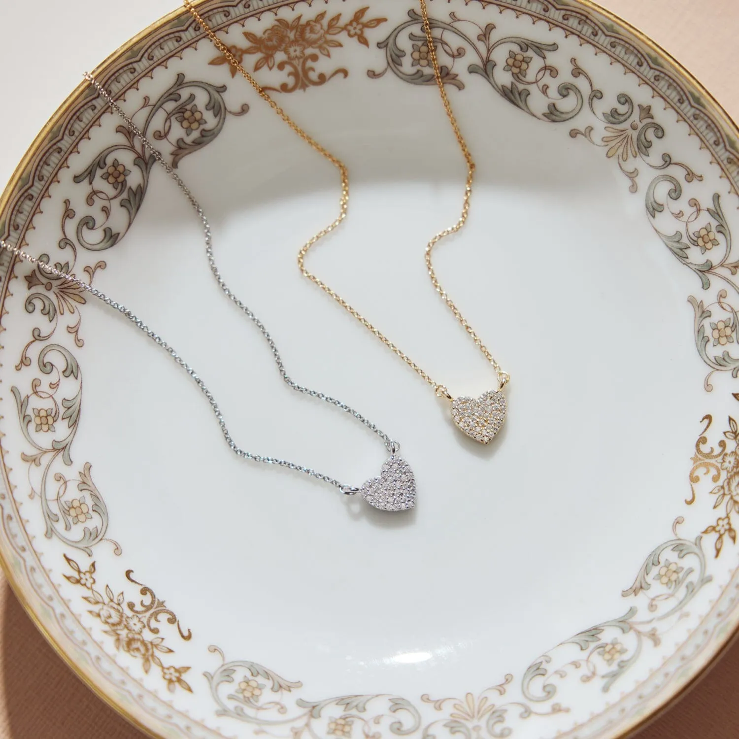 14k Gold Pavé Diamond Heart Necklace sold by Tiny Tags product image thumbnail 4