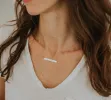 Sterling Silver Skinny Bar Necklace sold by Tiny Tags