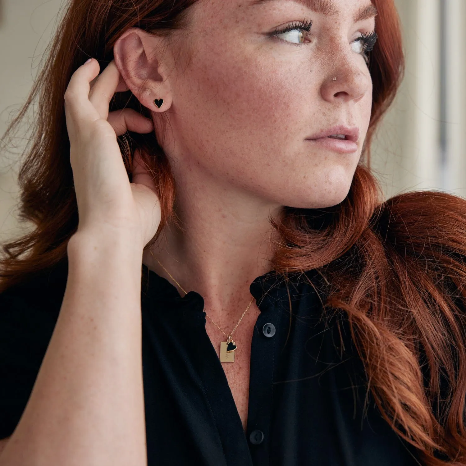 Enamel Heart Stud Earrings sold by Tiny Tags product image thumbnail 4