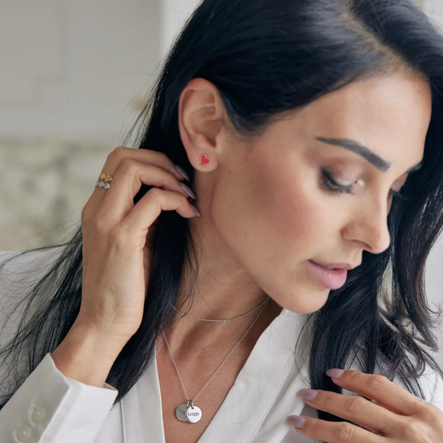 Enamel Heart Stud Earrings sold by Tiny Tags product image thumbnail 2