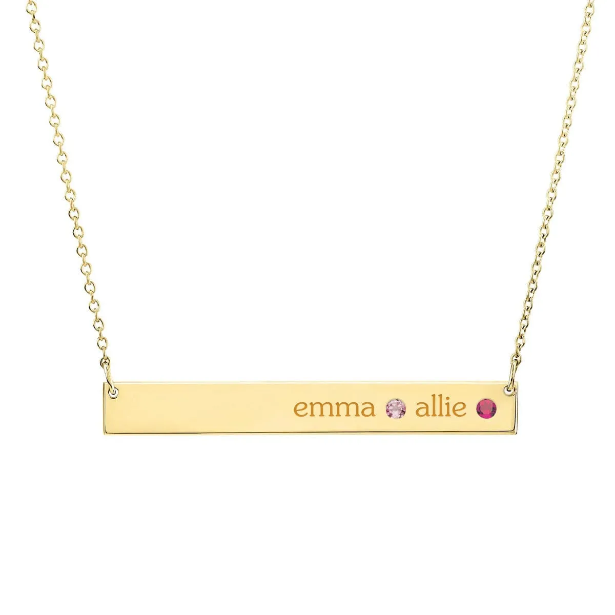 14k Gold Skinny Bar Birthstone Necklace - 2 Stones sold by Tiny Tags