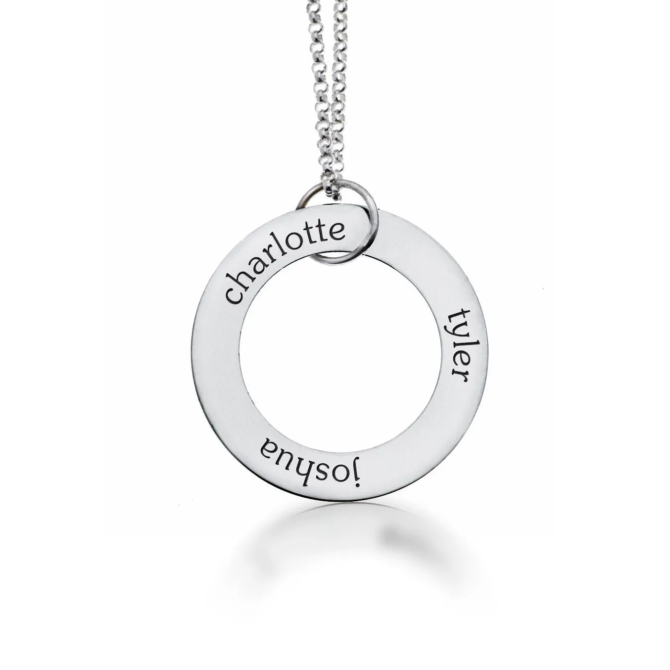 Sterling Silver Circle Pendant Necklace - 3 Names sold by Tiny Tags product image thumbnail 4