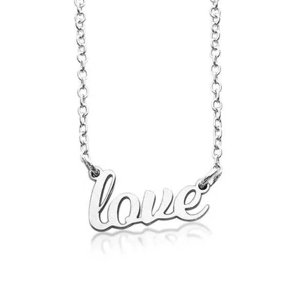 14k Gold love Script Nameplate Necklace sold by Tiny Tags product image thumbnail 3