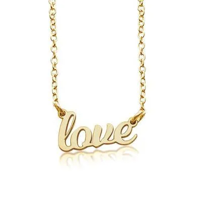 14k Gold love Script Nameplate Necklace sold by Tiny Tags product image thumbnail 2