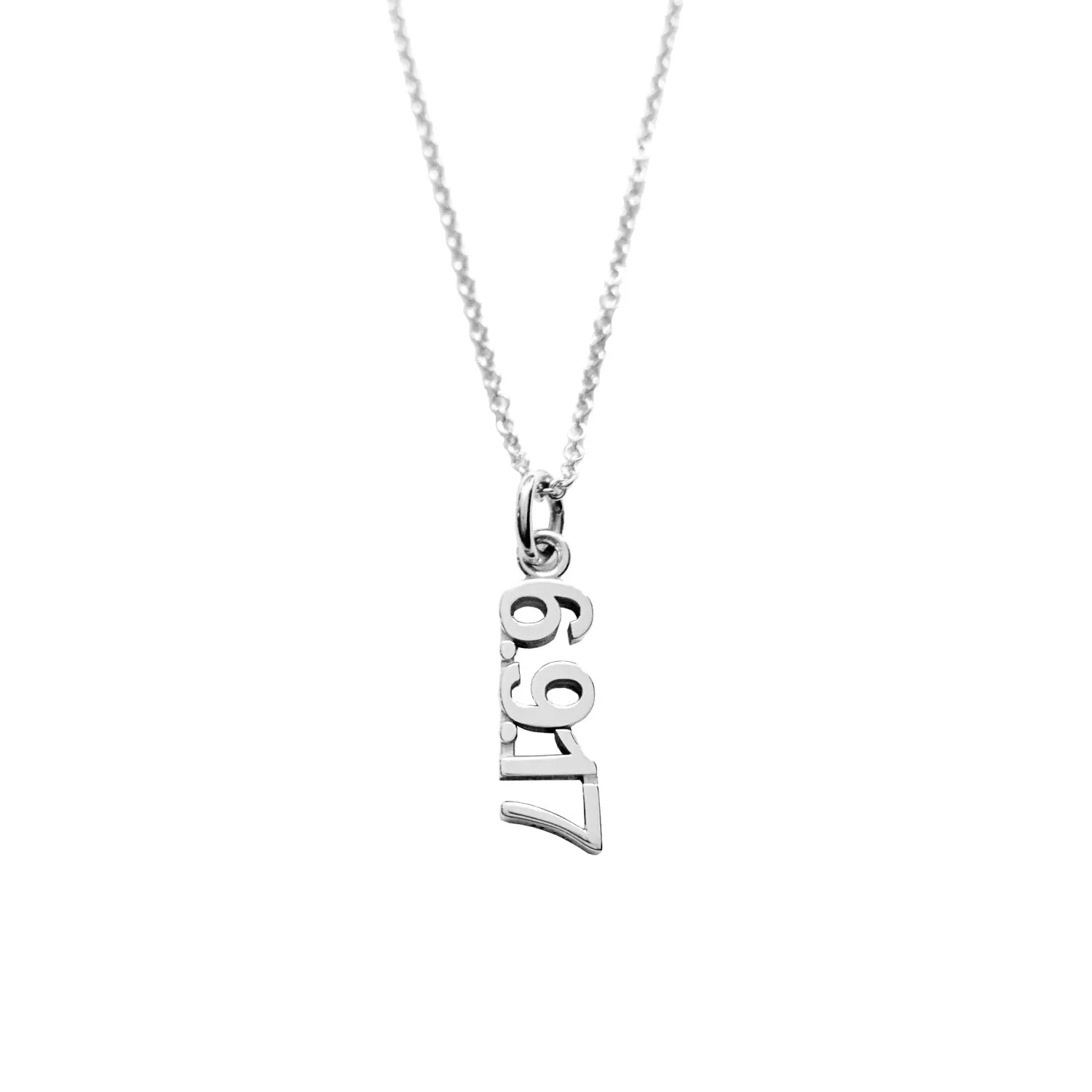 Sterling Silver Vertical Date Necklace sold by Tiny Tags