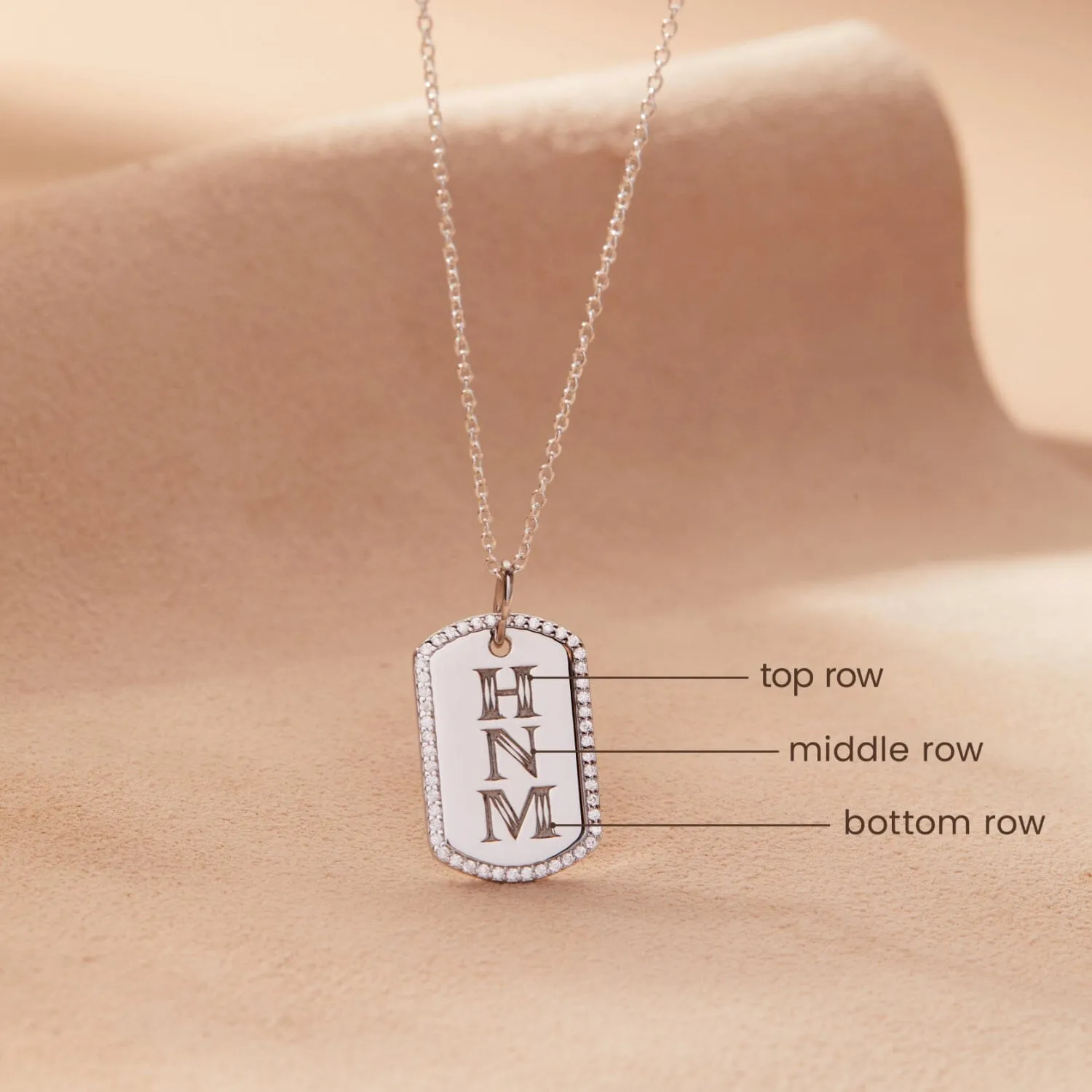 Pavé Monogram Large Dog Tag Necklace sold by Tiny Tags product image thumbnail 5