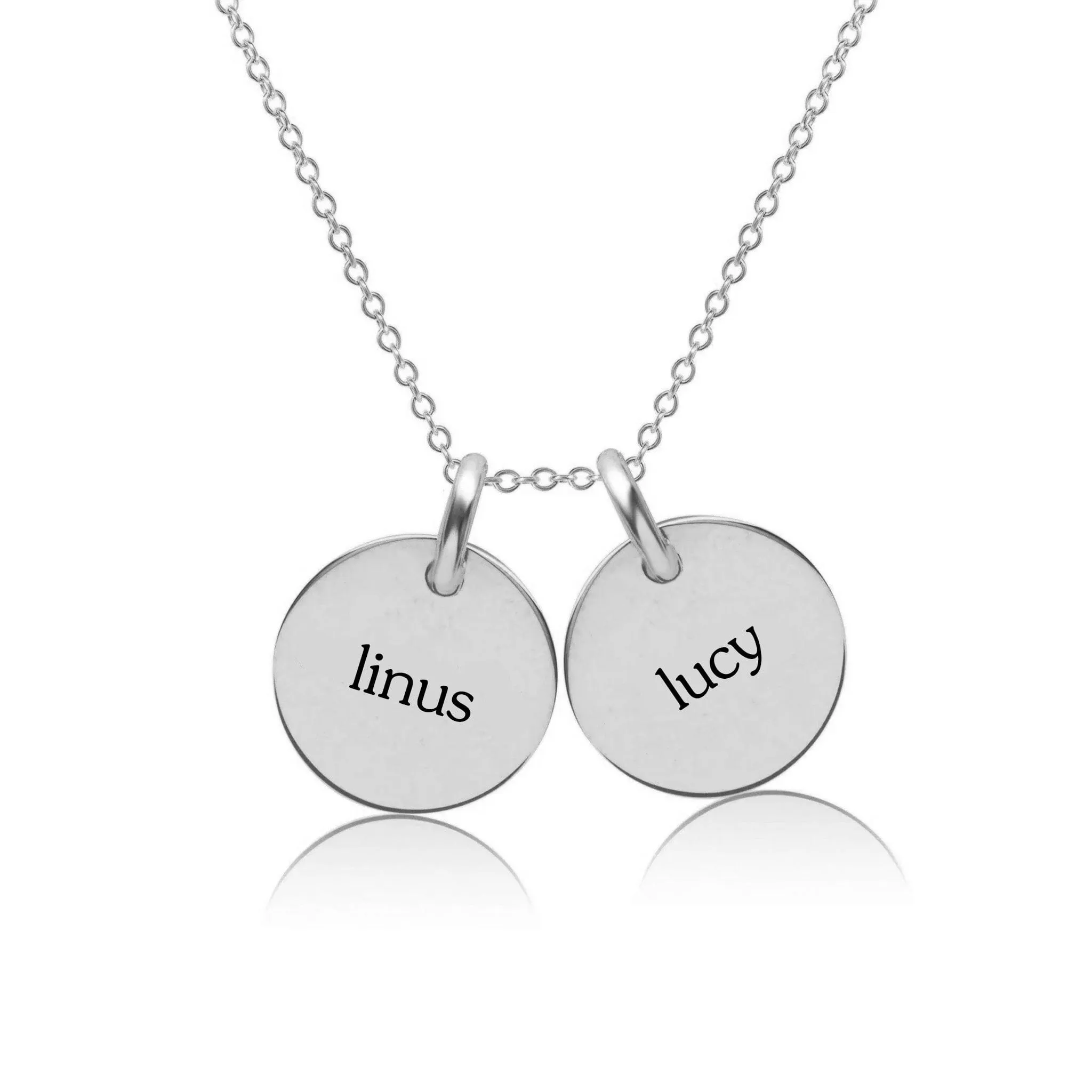 Sterling Silver Circle Necklace - 2 Names sold by Tiny Tags