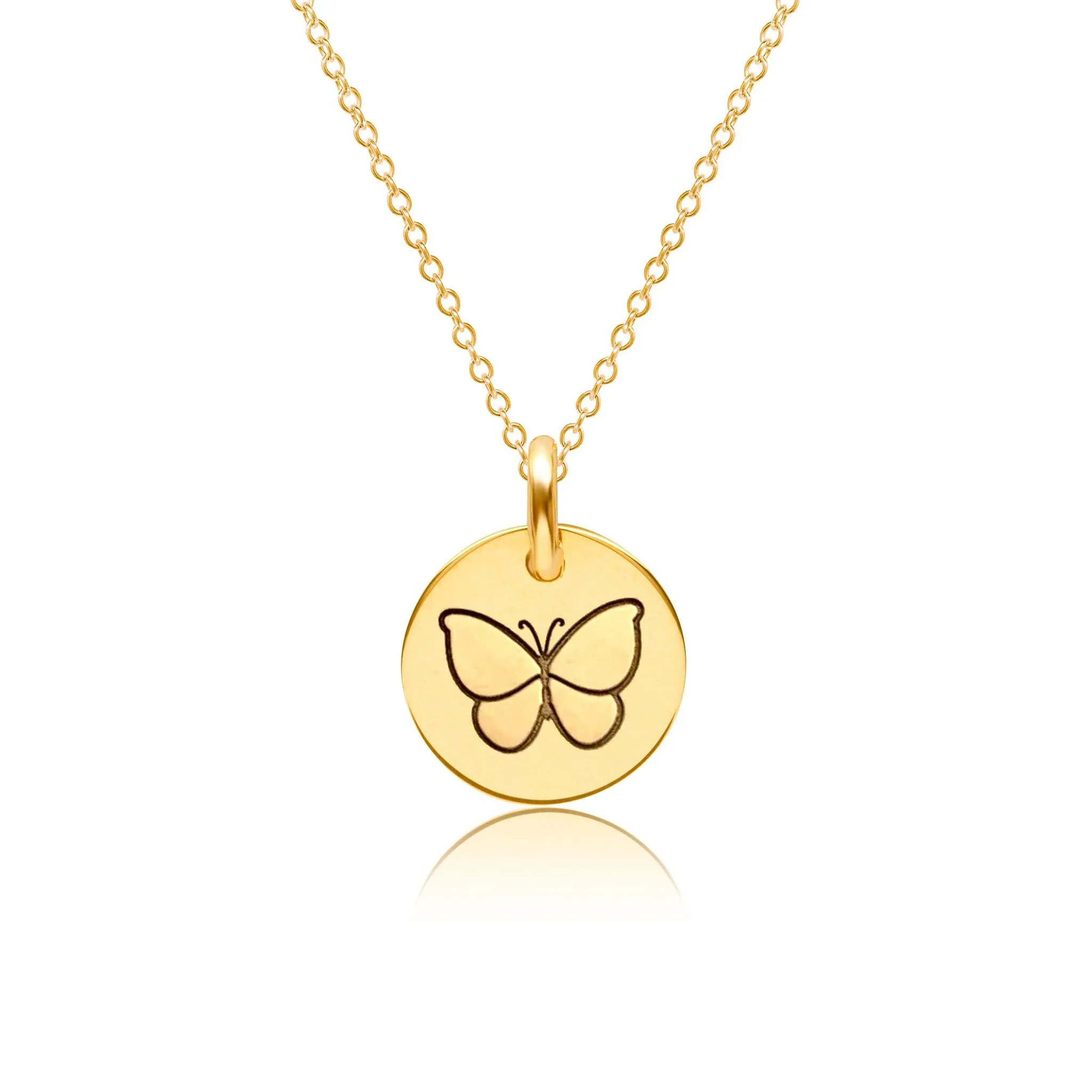 Gold Engravable Butterfly Necklace sold by Tiny Tags