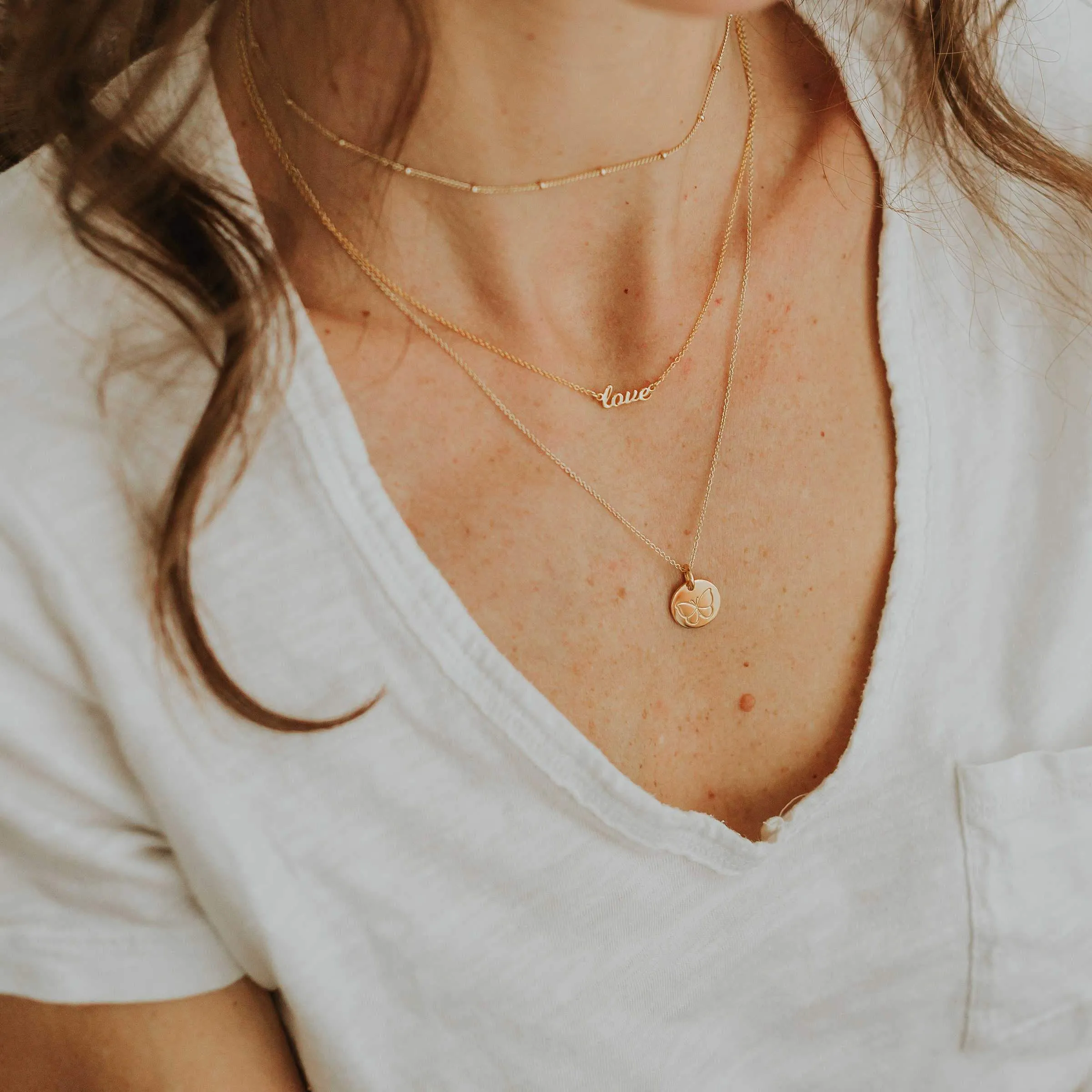 Gold Engravable Butterfly Necklace sold by Tiny Tags product image thumbnail 2