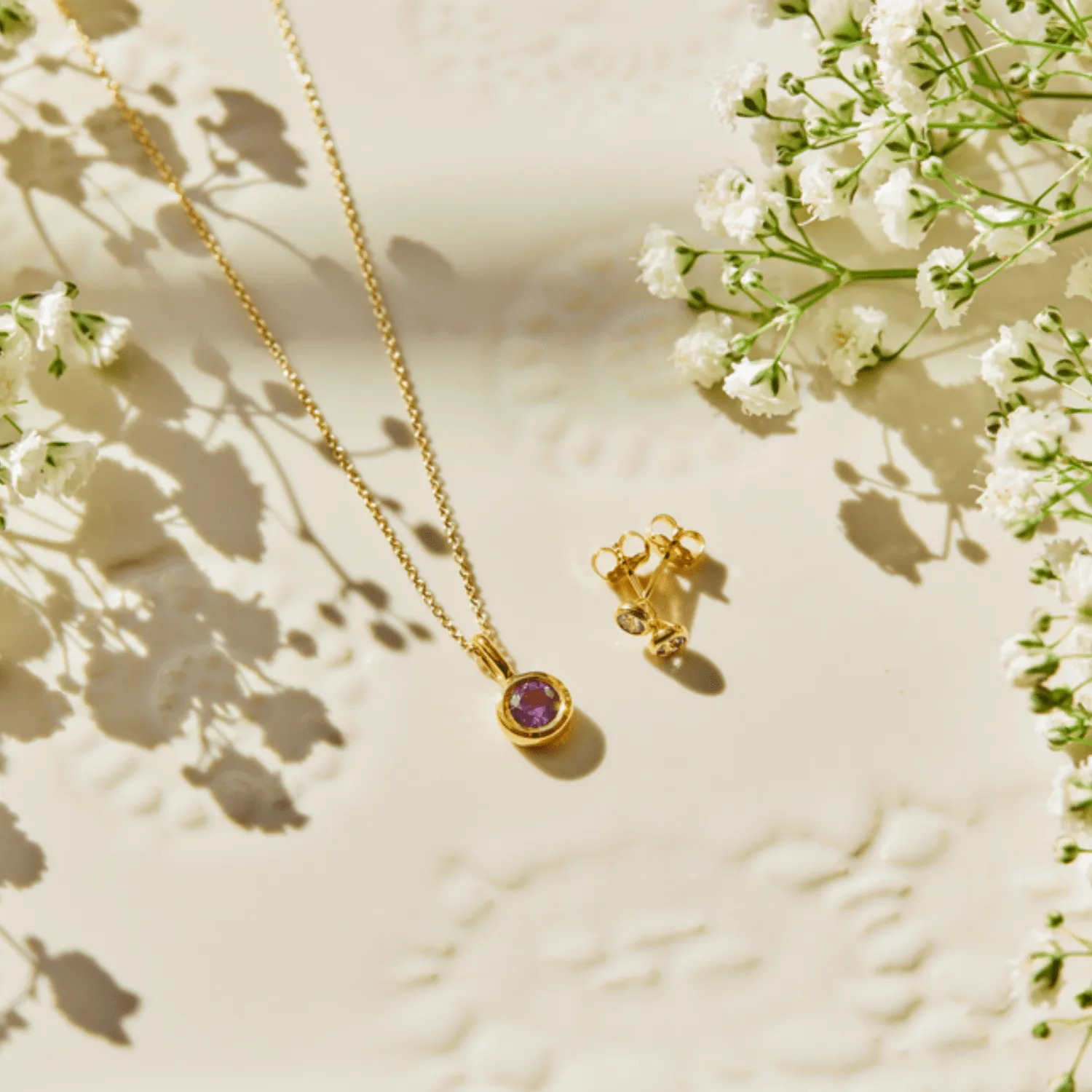 Gold Birthstone Bundle (Necklace + Earrings) sold by Tiny Tags product image thumbnail 4
