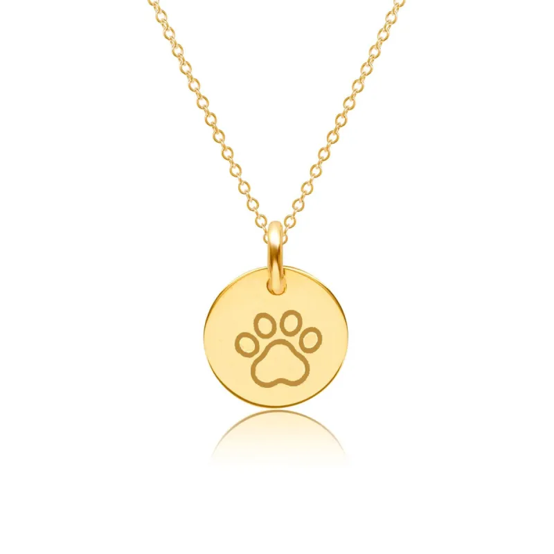 14k Gold Engravable Paw Print Necklace sold by Tiny Tags