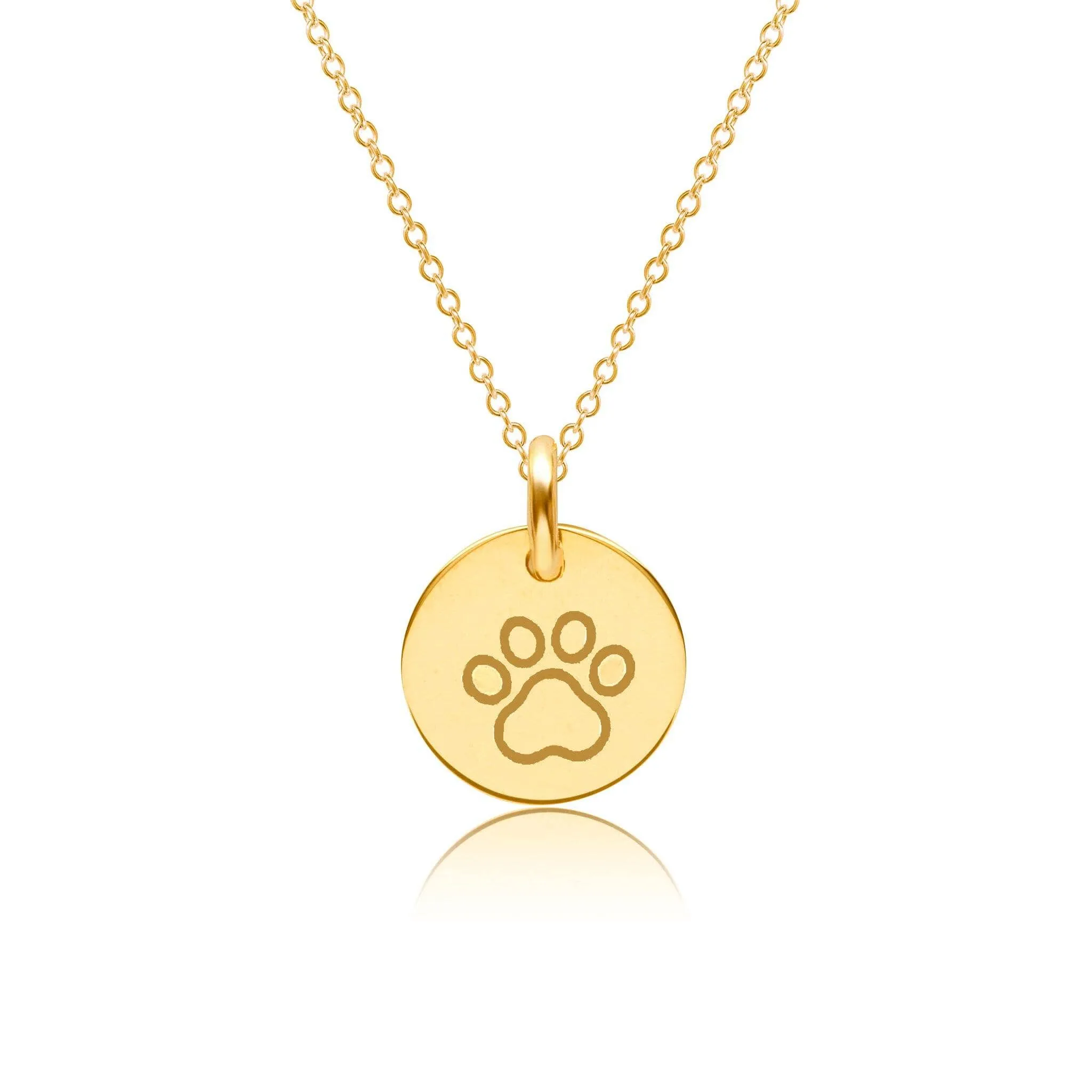 14k Gold Engravable Paw Print Necklace sold by Tiny Tags