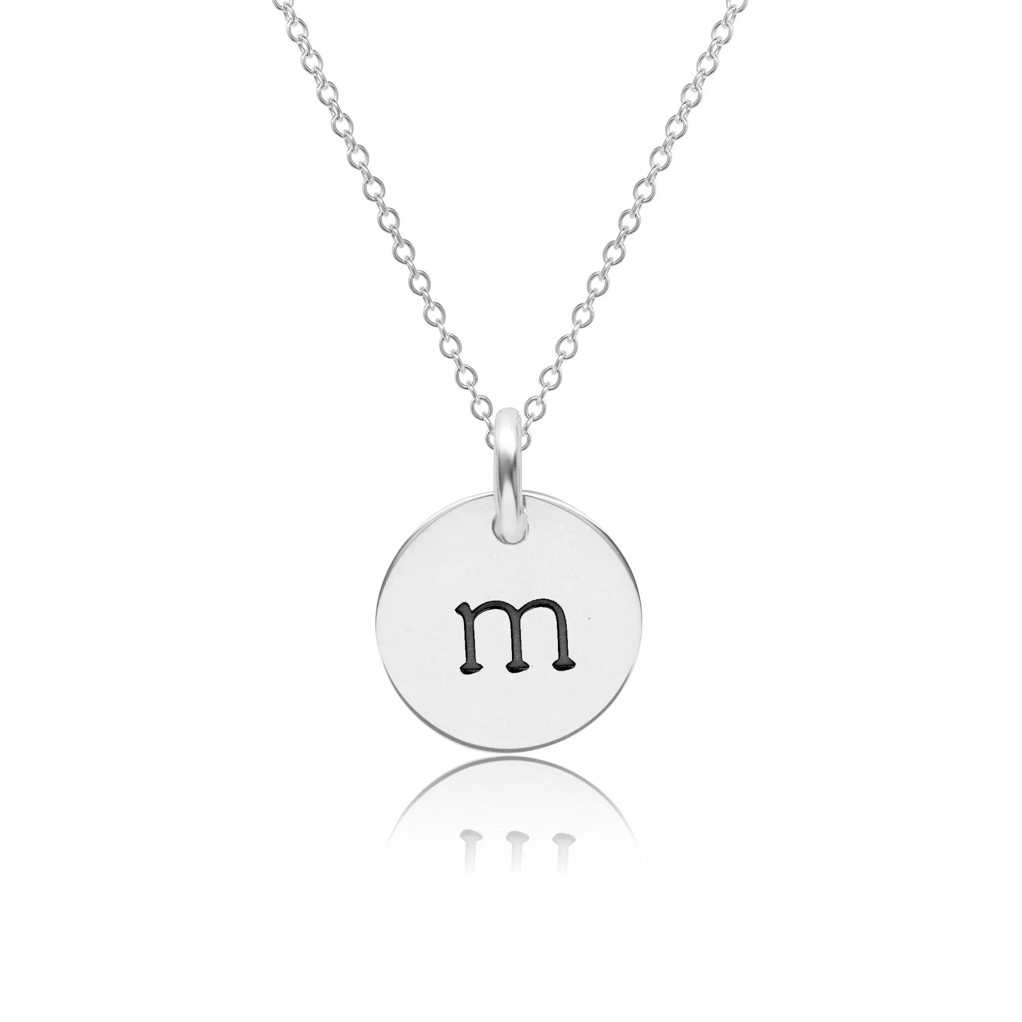 Sterling Silver Initial Circle Necklace - Lowercase sold by Tiny Tags