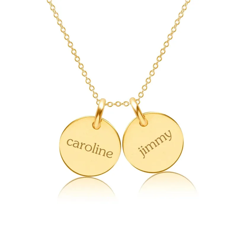 Gold Circle Necklace - 2 Names sold by Tiny Tags