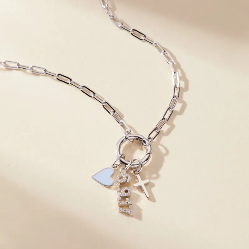 Front Clasp Pavé Date Combination Necklace sold by Tiny Tags