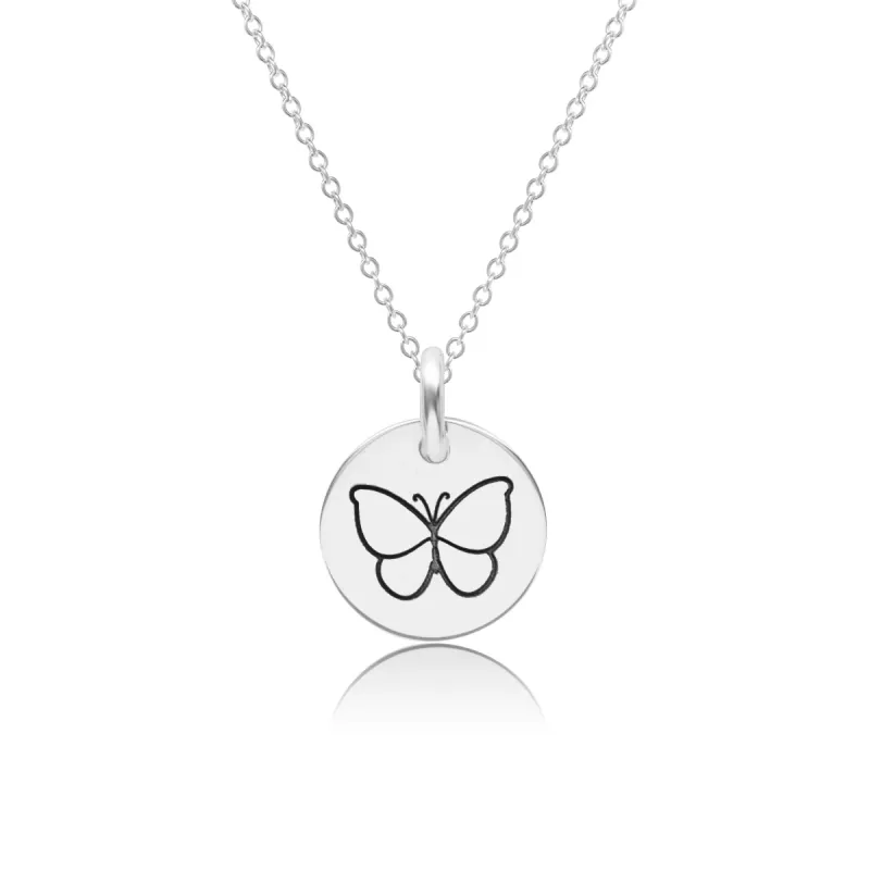 Sterling Silver Engravable Butterfly Necklace sold by Tiny Tags