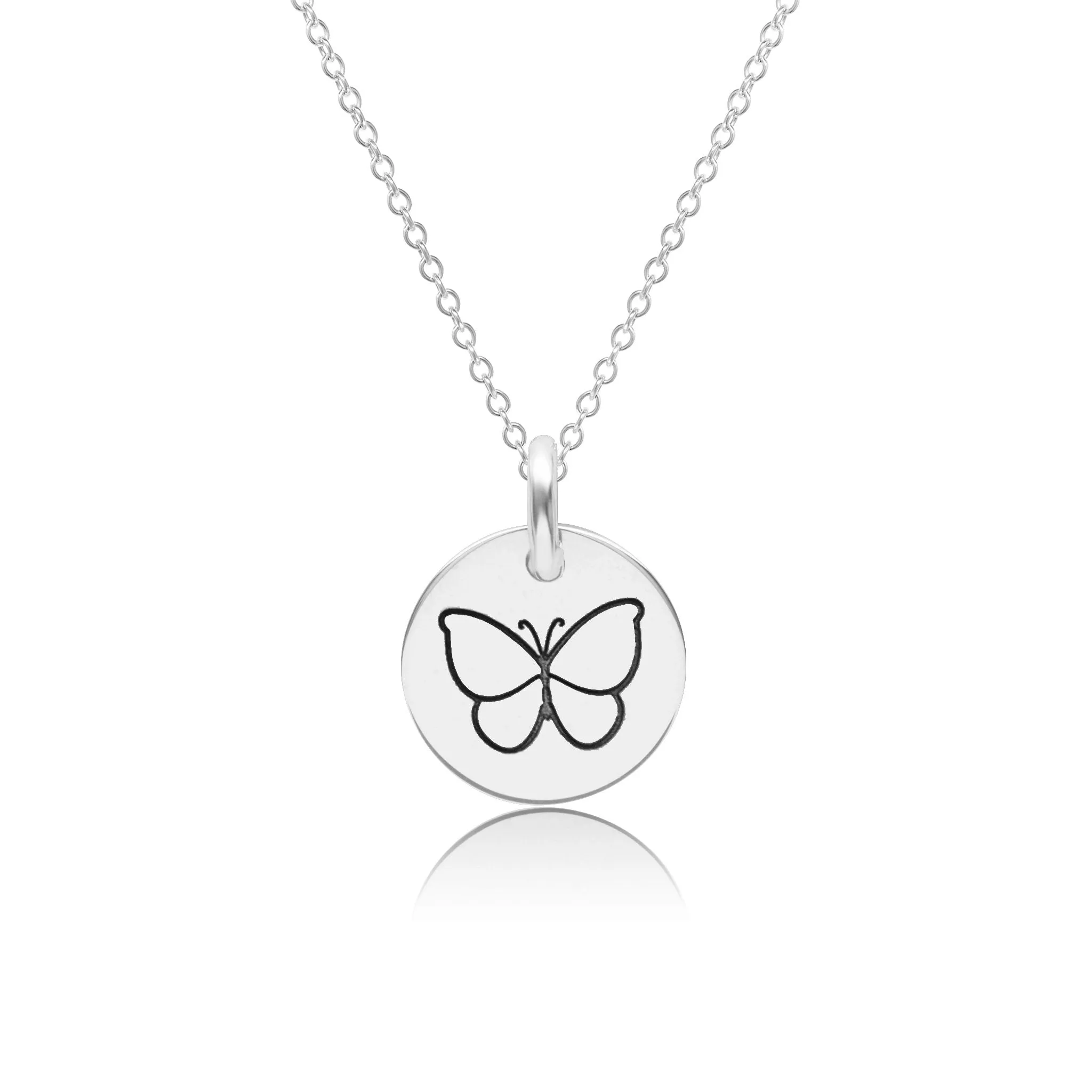 Sterling Silver Engravable Butterfly Necklace sold by Tiny Tags