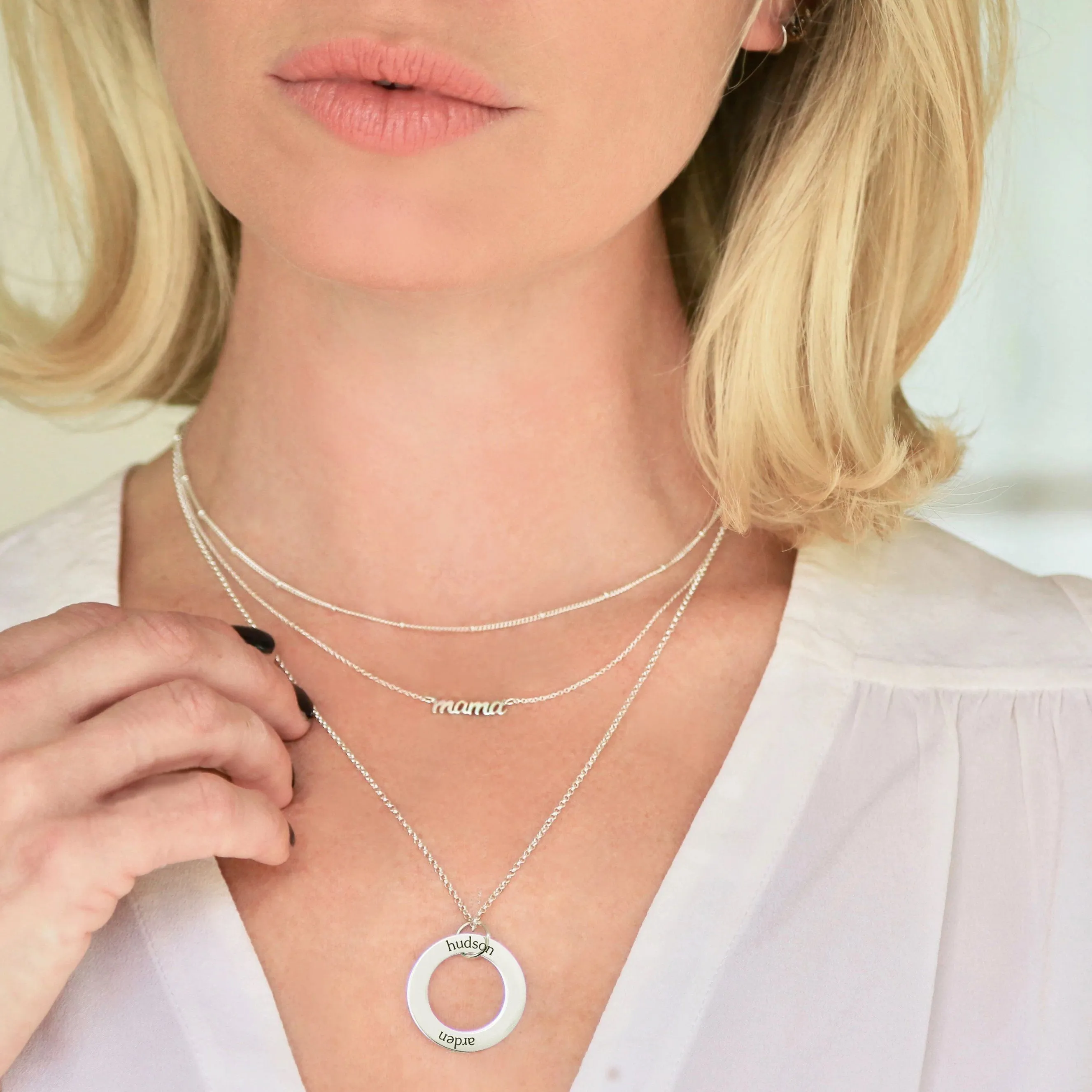 Sterling Silver Circle Pendant Necklace - 5 Names sold by Tiny Tags product image thumbnail 2