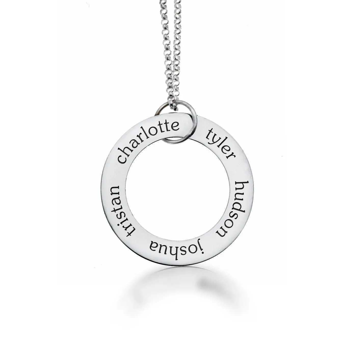 Sterling Silver Circle Pendant Necklace - 5 Names sold by Tiny Tags product image thumbnail 3