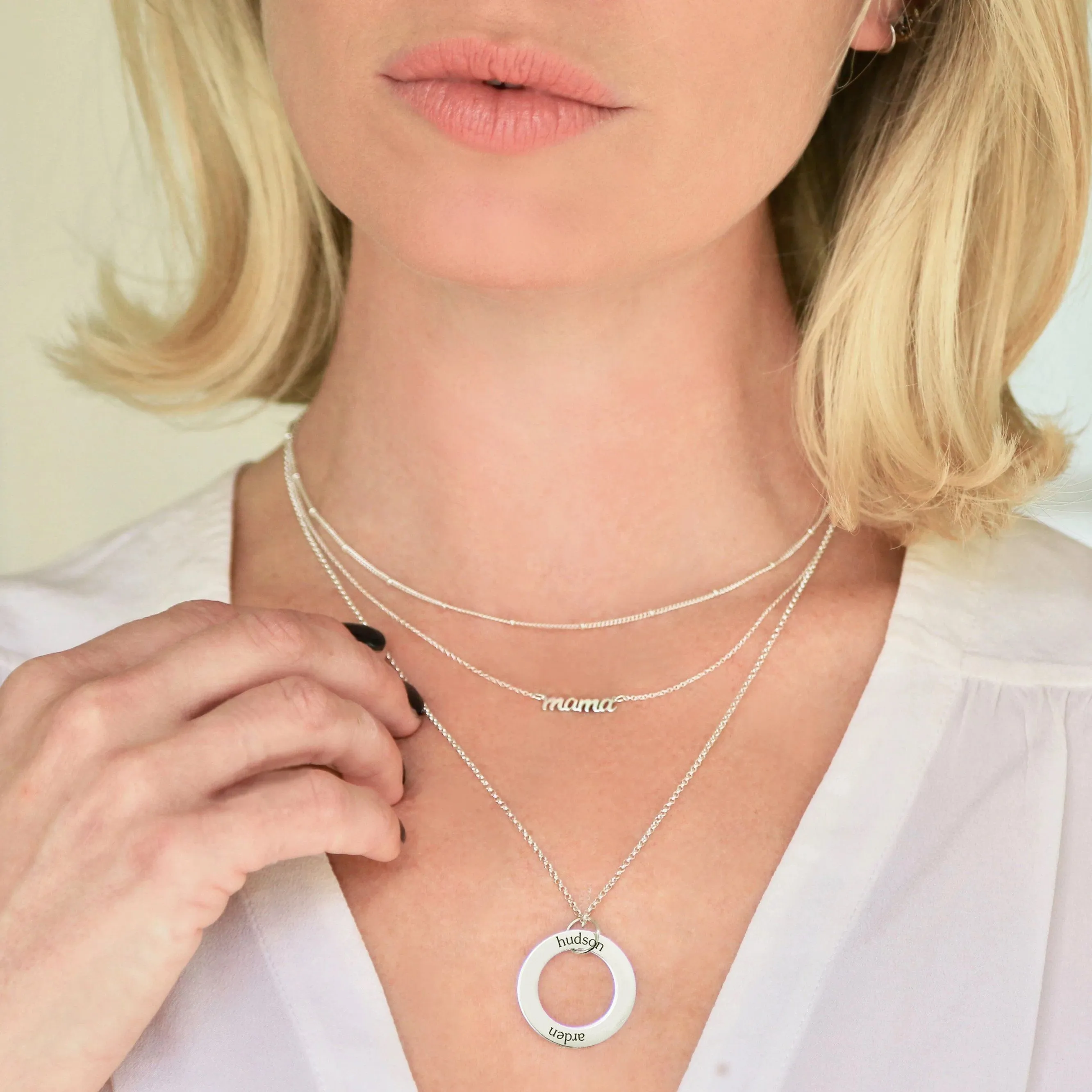Sterling Silver Circle Pendant Necklace - Name & Birthday sold by Tiny Tags product image thumbnail 2