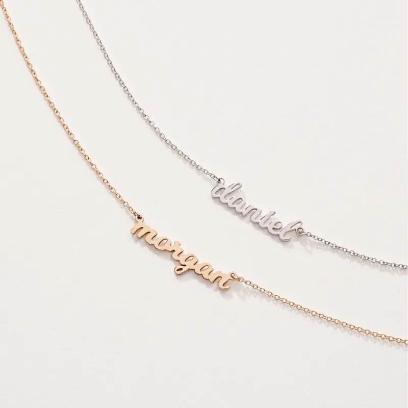 Script Nameplate Necklace sold by Tiny Tags