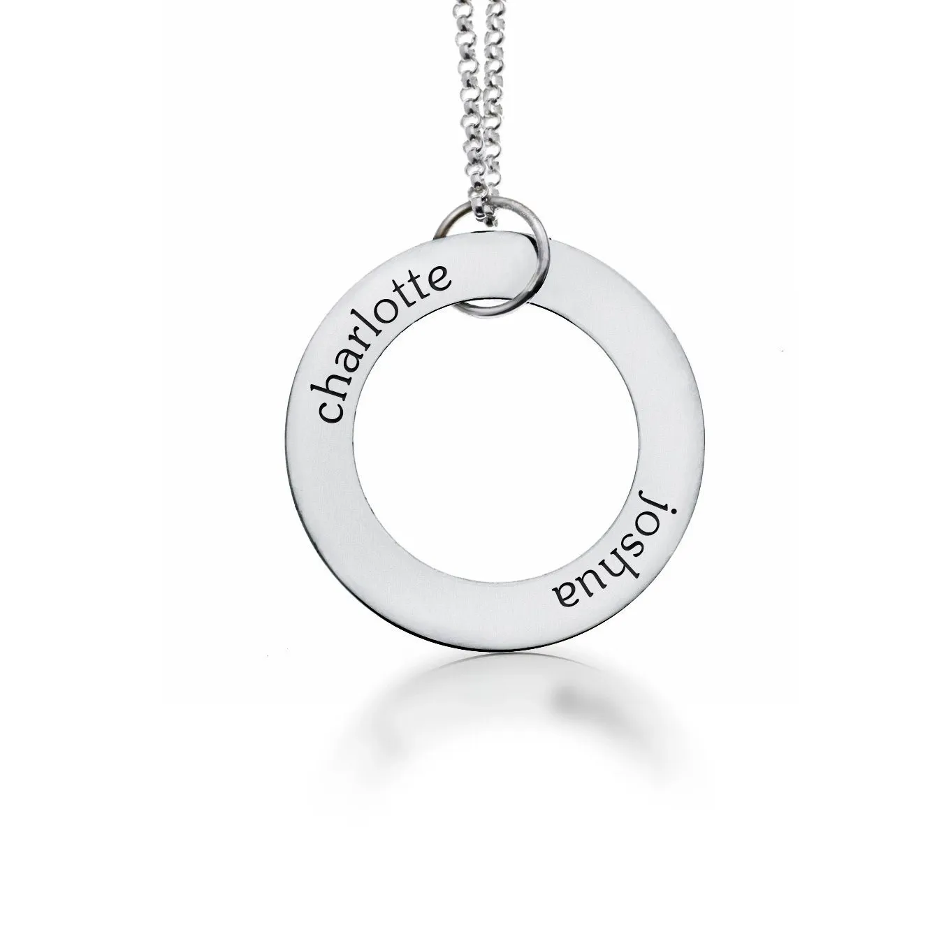 Sterling Silver Circle Pendant Necklace - 2 Names sold by Tiny Tags product image thumbnail 5