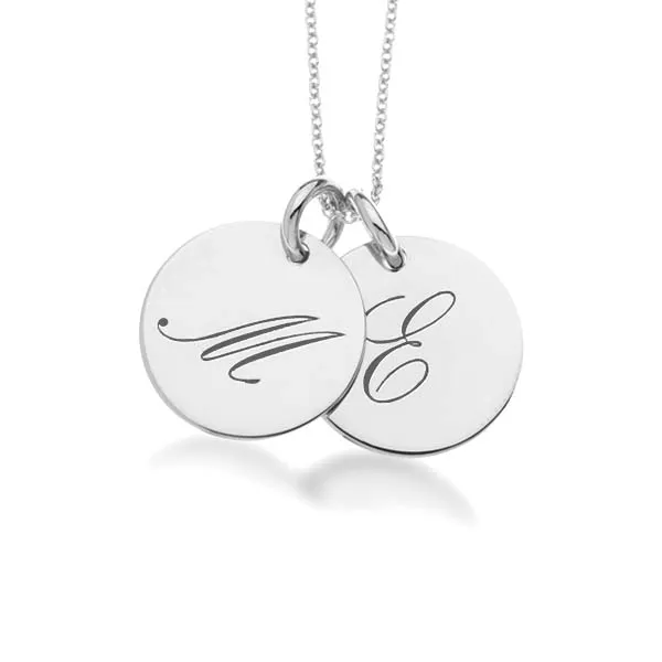 14k Gold Script Initial Necklace - 2 Circles sold by Tiny Tags product image thumbnail 3