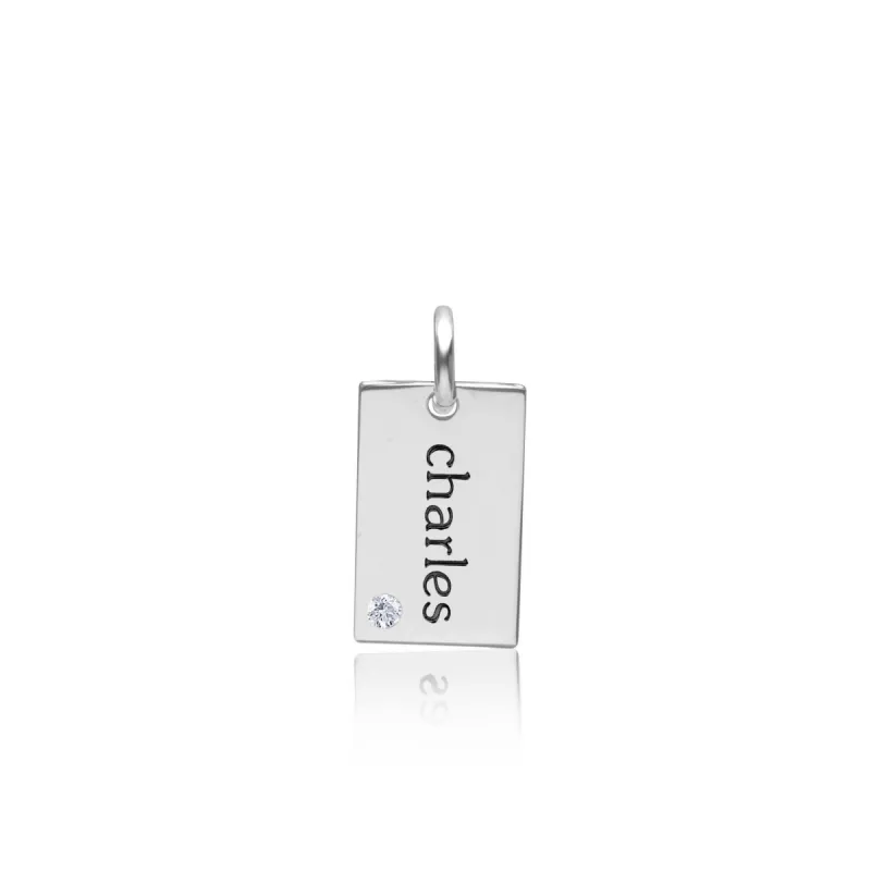 Sterling Silver Mini Dog Tag with Birthstone sold by Tiny Tags